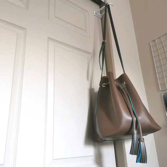 Steve Madden Handbags - Steve Madden Brown Blue-Detailed Bucket Bag